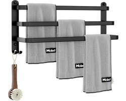 Nolad® Handdoekrek Badkamer Zwart - 60 cm - Handdoekhouder - Handdoekenrek - Zwart