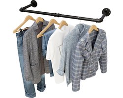 Nolad® - Kledingrek - Kledingstang - Gordijnroede - Garderoberek - Handdoekrek - 120 x 27 CM - Metaal - Zwart