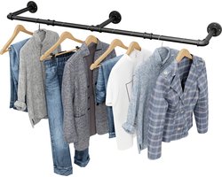 Nolad® - Kledingrek - Kledingstang - Gordijnroede - Garderoberek - Handdoekrek - 150 x 27 CM - Metaal - Zwart