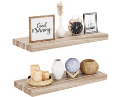 Nolad® Wandplank 2-Delig - Wandrek - Boekenplank - Industrieel - Zwevend - 60 x 23.6 x 3.5cm - Inc bevestigingmaterialen - Hout