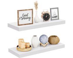 Nolad® Wandplank 2-Delig - Wandrek - Boekenplank - Industrieel - Zwevend - 60 x 23.6 x 3.5cm - Inc bevestigingmaterialen - Wit
