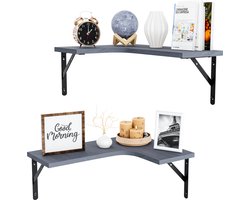 Nolad® Wandplank 2-Laags - Wandrek - Boekenplank - Industrieel - Zwevend - 41 x 29 x 1.5cm - Inc bevestigingmaterialen - Grijs