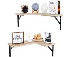 Nolad® Wandplank 2-Laags - Wandrek - Boekenplank - Industrieel - Zwevend - 41 x 29 x 1.5cm - Inc bevestigingmaterialen - Hout