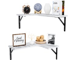 Nolad® Wandplank 2-Laags - Wandrek - Boekenplank - Industrieel - Zwevend - 41 x 29 x 1.5cm - Inc bevestigingmaterialen - Wit