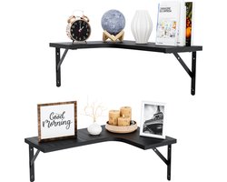 Nolad® Wandplank 2-Laags - Wandrek - Boekenplank - Industrieel - Zwevend - 41 x 29 x 1.5cm - Inc bevestigingmaterialen - Zwart