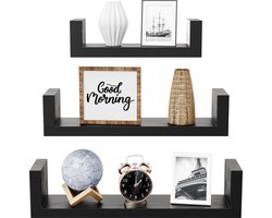 Nolad® Wandplank 3-Delig - Wandrek - Boekenplank - Industrieel - Zwevend - Inc bevestigingsmaterialen - Zwart