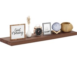 Nolad® Wandplank - Wandrek - Boekenplank - Industrieel - Zwevend - 90 x 23.6 x 3.5cm - Inc bevestigingmaterialen - Bruin
