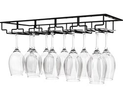 Nolad - Wijnrek - Wijnglazenhouder - 15 glazen - 50 x 22.5 x 6 cm - Metaal - Mat zwart