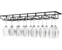 Nolad - Wijnrek - Wijnglazenhouder - 21 glazen - 70 x 22.5 x 6 cm - Metaal - Mat zwart