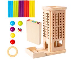 Nolita Montessori familiespel – Gezelschapsspel 3 jaar - Dobbelspel - Houten bordspel met gekleurde stokjes – Leerzaam gezelschapsspel voor kinderen en ouders – Speelgoed vanaf 3 Jaar