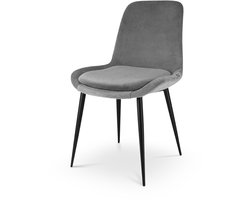 Nolon Amelie Velvet Eetkamerstoel Grijs - Metalen Onderstel - Fluwelen - Velours - Zacht