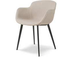 Nolon Elma Eetkamerstoel Beige - Met armleuning - Stof - Zwart Onderstel - Scandinavisch - Comfortabel
