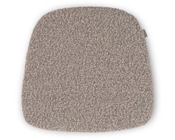 Nolon Fem Stoelkussen Bouclé Taupe - Voor Binnen - Zitkussen Eetkamer - Trapezium Vorm - met Antislip