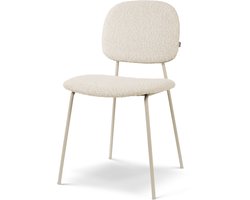 Nolon Jasmijn Eetkamerstoel Bouclé Beige - Stof - Grijsbeige Poten - Japandi