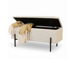 Nolon Jente Bankje Met Opbergruimte Beige Melange - Halbankje - Japandi - Bankje bij Eettafel - 95 x 37 cm