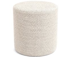 Nolon Jip Poef Beige Melange - Voetenbankje - Ronde Bijzettafel - bij Eettafel - Ø 34 x 36 cm