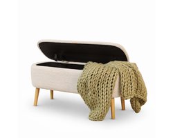 Nolon Juna Bankje Met Opbergruimte Beige Melange - Scandinavisch - Halbankje - Bankje bij Eettafel - 95 x 37 cm