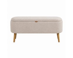Nolon Juna Bankje Met Opbergruimte Bouclé Taupe - Scandinavisch - Halbankje - Bankje bij Eettafel - 95 x 37 cm