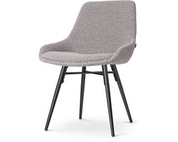 Nolon Nena-Isa Eetkamerstoel Bouclé Taupe - Stof - Zonder Armleuning - Zwarte Houten Poten - Scandinavisch - Comfortabel