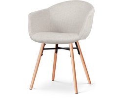 Nolon Nena-Otis Eetkamerstoel Beige - met Armleuning - Stof - Houten Poten