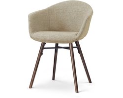 Nolon Nena-Otis Eetkamerstoel taupe melange - walnoot houten onderstel