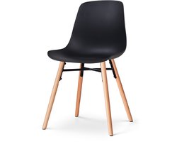 Nolon Nena-Pip Eetkamerstoel Zwart - Kunststof Zitting - Houten Poten