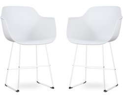 Nolon Nino Barkruk Wit met Armleuningen - Wit Onderstel - 65 cm - Kookeiland - Barstoel - met Rugleuning