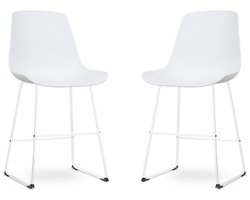 Nolon Nino Barkruk Wit - Wit Onderstel - 65 cm - Barstoel - Kookeiland - met Rugleuning