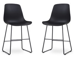 Nolon Nino Barkruk Zwart - Zwart Onderstel - 65 cm - Barstoel - Kookeiland - met Rugleuning