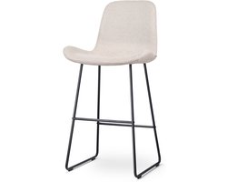 Nolon Nino-Fé Barkruk Beige - Zwart Onderstel - 75 cm - Stof - Barkruk met Rugleuning