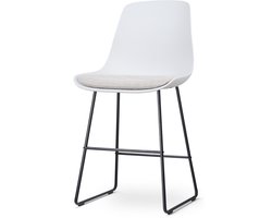 Nolon Nino-Liv Barkruk Wit met Beige Zitkussen - Zwart Onderstel - 65 cm - Kookeiland - Barkruk met Rugleuning
