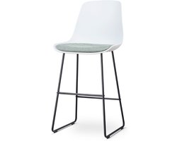Nolon Nino-Liv Barkruk Wit met Zacht Groen Zitkussen - Zwart Onderstel - 75 cm - Barstoel - Barkruk met Rugleuning