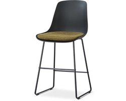 Nolon Nino-Liv barkruk zwart met mosgroen Zitkussen - zwart onderstel - 65 cm