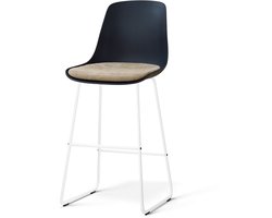 Nolon Nino-Liv barkruk zwart met nougatbruin Zitkussen - wit onderstel - 75 cm
