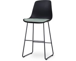 Nolon Nino-Liv Barkruk Zwart met Zacht Groen Zitkussen - Zwart Onderstel - 75 cm - Barstoel - Barkruk met Rugleuning
