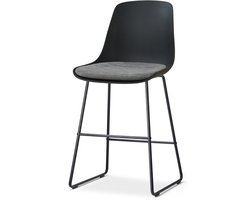 Nolon Nino-Liv barkruk zwart met zeegrijs Zitkussen - zwart onderstel - 65 cm