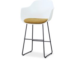 Nolon Nino-Liz barkruk wit met mosgroen Zitkussen - zwart onderstel - 75 cm