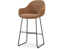 Nolon Nino-Mae barkruk bruin blend - zwart onderstel - 75 cm - japandi - barstoel - met armleuning
