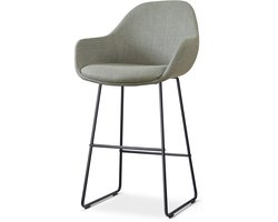 Nolon Nino-Mae Barkruk Saliegroen - Zwart Onderstel - 75 cm - Hoge Kruk - Barkruk met Rugleuning - Design - Scandinavisch - Comfortabel