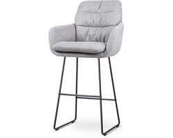 Nolon Nino-Mia Barkruk Grijs - met Armleuning - Zwart Onderstel - 75 cm - Barkruk met Rugleuning