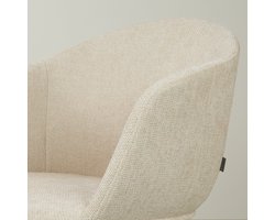 Nolon Nino-Otis Barkruk Cotton Beige - met Armleuning - Zwart Onderstel - 65 cm - Stof - Kookeiland - Barkruk met Rugleuning