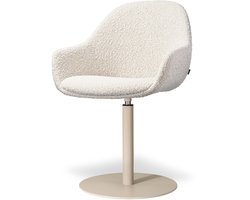 Nolon Niva-Mae Draaibare Tulp Eetkamerstoel Bouclé Beige - Beige Onderstel - Armleuning - Japandi