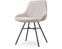 Nolon Noa-Isa Eetkamerstoel Beige Gemêleerd - Stof - Zwart Onderstel - Design - Scandinavisch - Comfortabel