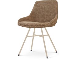 Nolon Noa-Isa Eetkamerstoel Bruin Blend - Beige Onderstel - Japandi - Comfortabel - Stoffen