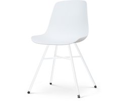 Nolon Noa-Pip Eetkamerstoel Wit - Kunststof Zitting - Wit Metalen Onderstel