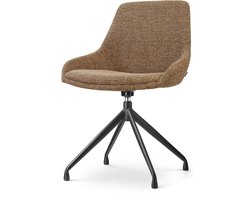 Nolon Nola-Isa draaibare Eetkamerstoel bruin blend - zwart onderstel - japandi - armstoel - comfortabele zitting