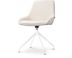 Nolon Nola-Isa Eetkamerstoel Draaibaar Bouclé Beige - Stof - Wit Onderstel - Design - Scandinavisch - Comfortabel
