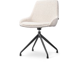 Nolon Nola-Isa Eetkamerstoel Draaibaar Bouclé Beige - Stof - Zwart Onderstel - Design - Scandinavisch - Comfortabel