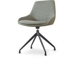 Nolon Nola-Isa Eetkamerstoel Draaibaar Saliegroen - Stof - Zwart Onderstel - Design - Scandinavisch - Comfortabel