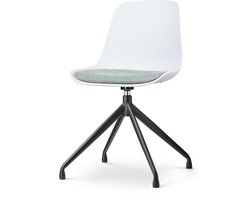 Nolon Nola-Liv Eetkamerstoel Draaibaar Wit met Zacht Groen Zitkussen - Kunststof Zitting - Zwart Onderstel